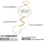 color: E273-Cube White Zircon Gold Bracelet -17.5cm