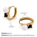 color: EH1090BWG Black & White Gold Hoop Earrings