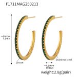 color: F1711-A Style -Gold Green Zircon Earrings -26mm