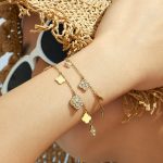 Stainless Steel Super Shiny Full Zirconium Four-Leaf Flower Multi-Accessories DIY Bracelet Clavicle Chain Jewelry Women's Suit