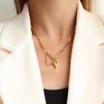 color: P844 Heart With Tassel Gold Necklace 42+5cm