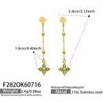 color: F282-Light Green Color Zircon Gold Earrings