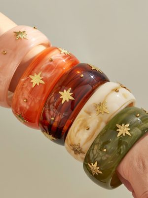 Vintage Resin Bracelet Stainless Steel Eight Awn Star Veneer Light Luxury Ornament Bracelet Combination