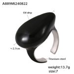 color: A889-Steel Color Black Enamel Ring / size: US 7