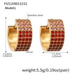 color: F651-Red Color Zircon Earrings -Large
