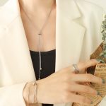 color: P554-Steel Color Necklace -65cm
