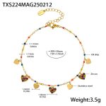 color: TXS224-Gold Heart Mixed Colors Zircon Anklet