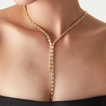 Simple Elegant Personality Tassel Jewelry Geometric Inlaid Color Zircon Design Stainless Steel Necklace