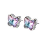 color: Gradient Purple Stone Steel Color Stud Earrings