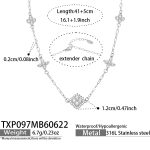 color: TXP097-Inlaid 5A Zircon Steel Color Necklace -41+5cm