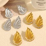 Geometric Thread Stainless Steel Studs Earrings Non-Fading Advanced 18K Gold Ring