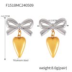 color: F1518-Steel-Gold Color Earrings