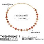 color: TXP599-Red Zircon Gold Necklace 32+12cm