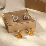 Popular Earrings 18K Gold Stainless Steel Personalized Liquid Heart-Shaped Ear Studs Design Earrings