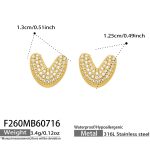 color: F260-Letter V Gold Earrings