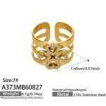 color: A373-Flower Zircon Gold Open Ring / size: US 7