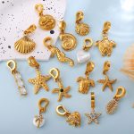 French Retro Seaside Vacation DIY Marine Life Bikini Pendant Stainless Steel 18K Gold Plating All-Match Accessories