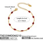 color: TXE559-Gold Red Enamel Bracelet 16+5cm