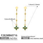 color: F282-Teal Color Zircon Gold Earrings