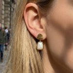 Light Luxury Stainless Steel White Fritillary Earrings Design 18K Real Gold Color Retaining All-Match Earrings for Women