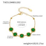 color: TXE513-Green Color Glass Stone Gold Bracelet 16.5+5cm