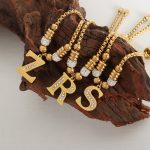 High-End Personality Letter Bracelet Diamond-Embedded Light Luxury Non-Fading Stainless Steel Plated 18K Gold Bracelet
