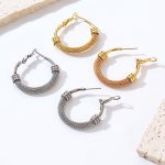 INS Mesh Chain Stainless Steel Earring Ear Clip 18K Gold Twist Earrings Decoration