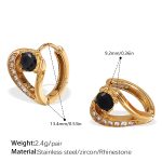 color: EH1152BKG Black Zircon Small Hoop Earrings