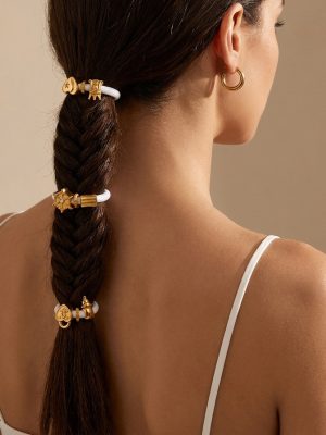 Light Extravagant Love Heart Flower Diverse Shape Metal Spacer Beads White Hair Ring Bracelet Hair Accessories Dual-Use Ornament