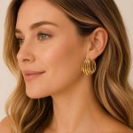 Affordable luxury five-layer n earrings, women's gold-colored stainless steel ear ring available.