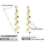 color: F424-Yellow Natural Crystal Stone Gold Earrings