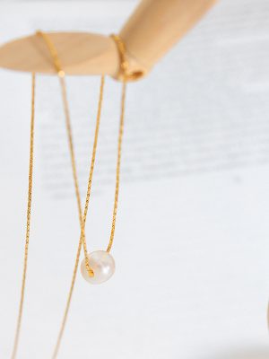 French Meticulous Minimalist Necklace Natural Growth Freshwater Pearl Pendant Stainless Steel 18K Gold Plating Clavicle Chain