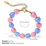 color: SL167PBG Pink Blue Ceramic Bracelet