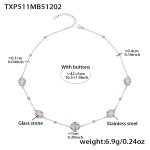 color: TXP511-Pink Color Glass Stone Steel Color Necklace 40+5cm