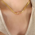 color: P1325-Champagne Zircon Gold Necklace -39+5cm