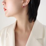 color: F073-Red Zircon Steel Color Earrings