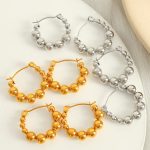 Love Geometric round Ear Clips Earrings Temperament Entry Lux Small Beads Earrings