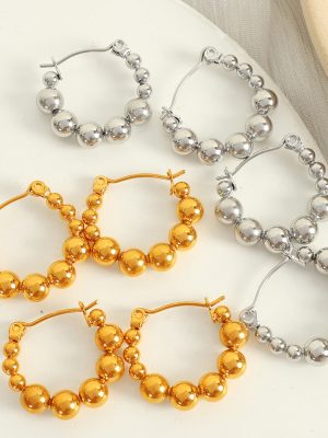 Love Geometric round Ear Clips Earrings Temperament Entry Lux Small Beads Earrings