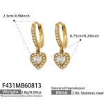 color: F431-Heart Shape Zircon Gold Earrings