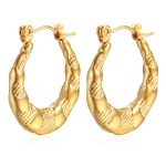 color: Diagonal Round Stamped Earrings Gold