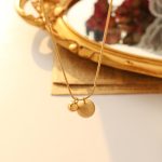 New Frosted Solid Ball Small Golden Beads Pendant Necklace Stainless Steel Gold Plated Clavicle Necklace P606