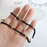Elegant Personality Black Micro Glass Bead Necklace Freshwater Pearl Pendant Jewelry Design Original Style
