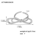 color: A776-Steel Color Bow Ring / size: US 7