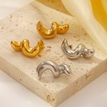 Irregular with Personality Twisted Geometric Elegant Advanced Women's Earrings 18K Gold Electroplated Earrings