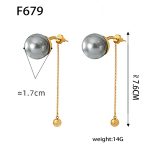 color: F679-Gold Gray Pearl Earrings