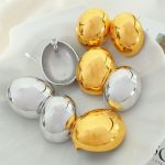 Exaggerated Golden Oval Stud Earrings for Women 18K Gold Plating Senior Women Simple Elegant Glossy Hemisphere Earrings
