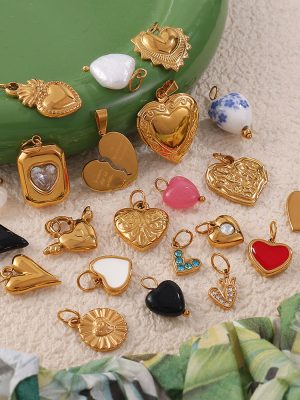 Stainless Steel Heart-Shaped Pendant DIY Accessories Light Luxury 18K Gold Plating Non-Fading Necklace Accessories Women
