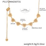 color: P1172-Gold Heart Slide Necklace 64cm