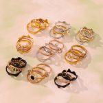Stainless Steel 5A Zircon Multi-Layer Twin Simple Bracelet Ring Personality Ring Bracelet Rings
