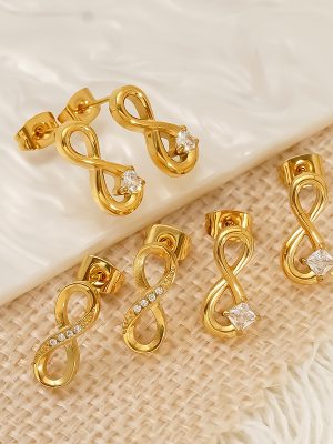 Personality Versatile Zircon Trade Stainless Steel Studs Women Do Not Fade Ear Rings